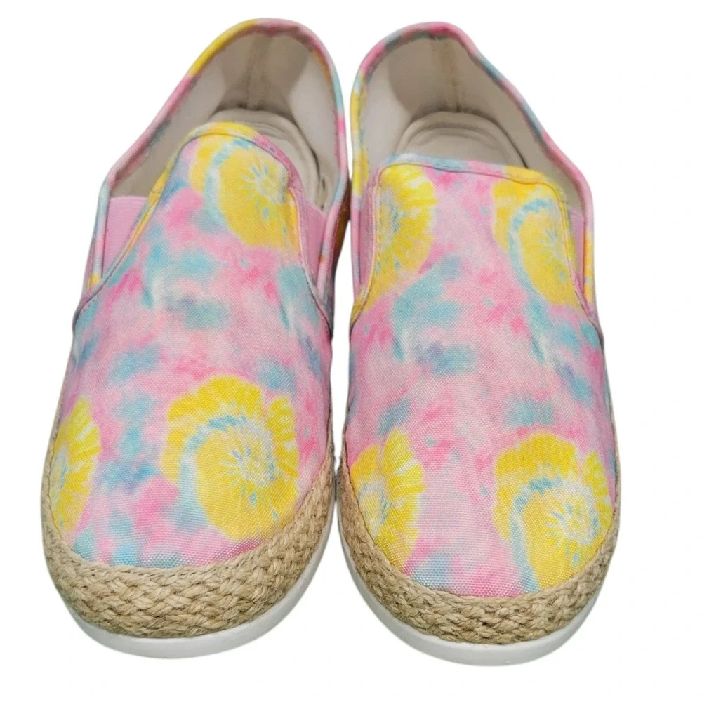 Esprit Espadrille Slip On Sneakers Tie Dye Pink‎ Yellow Shoes Sz 8.5 M HG9244
